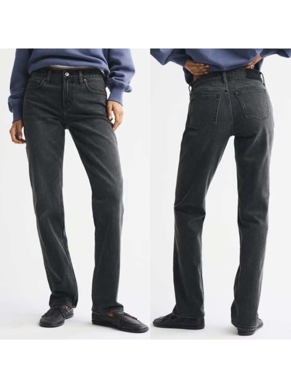 NEW Abercrombie & Fitch Mid Rise 90s Straight Jeans Washed Black Women’s Size 27